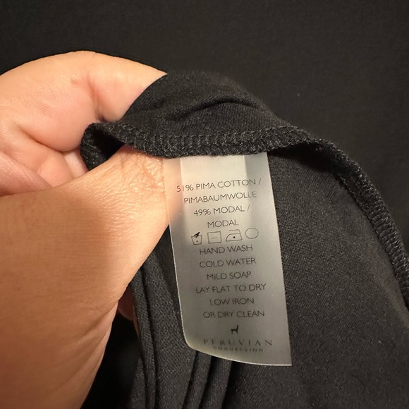 PERUVIAN CONNECTION Anna Dress in Black Size Medium Pima Cotton Model - Picture 3 of 7